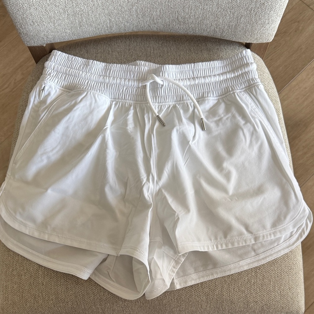 Abercrombie & Fitch White Athletic Drawstring Shorts